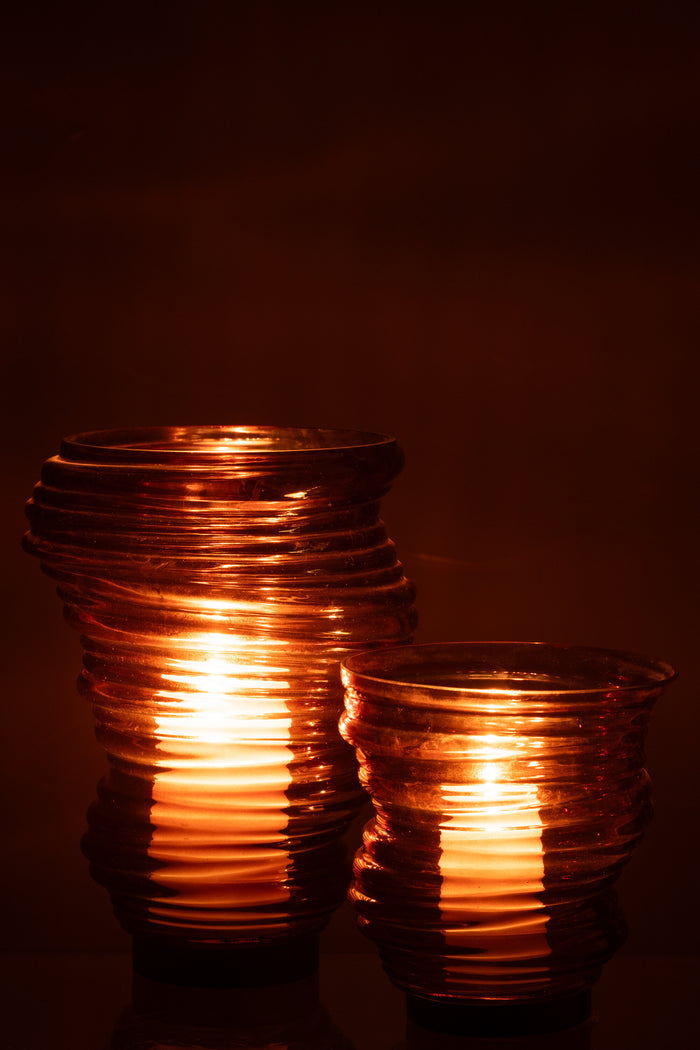 J-Line vaas Tornado - glas - bruin - large - 27.5 cm hoog