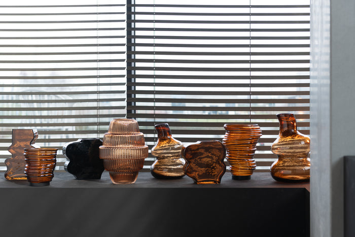 J-Line vaas Tornado - glas - bruin - large - 27.5 cm hoog