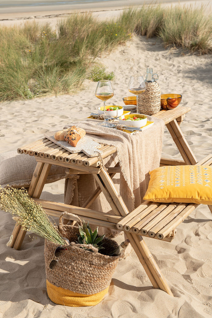 J-Line bank Picknick - bamboe|jute - naturel