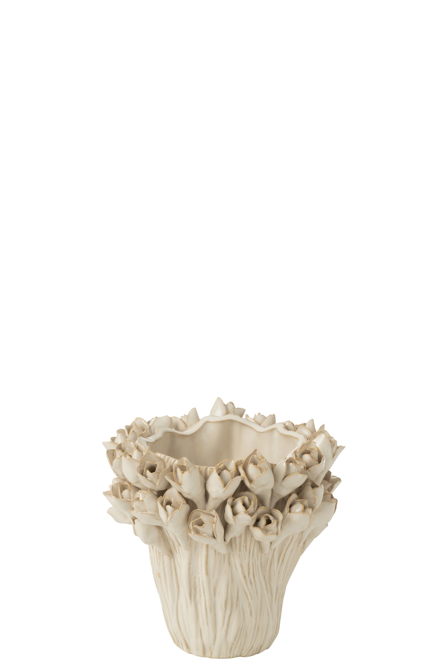 J-Line vaas Ambrosia - keramiek - wit - small - Ø 20.5 cm