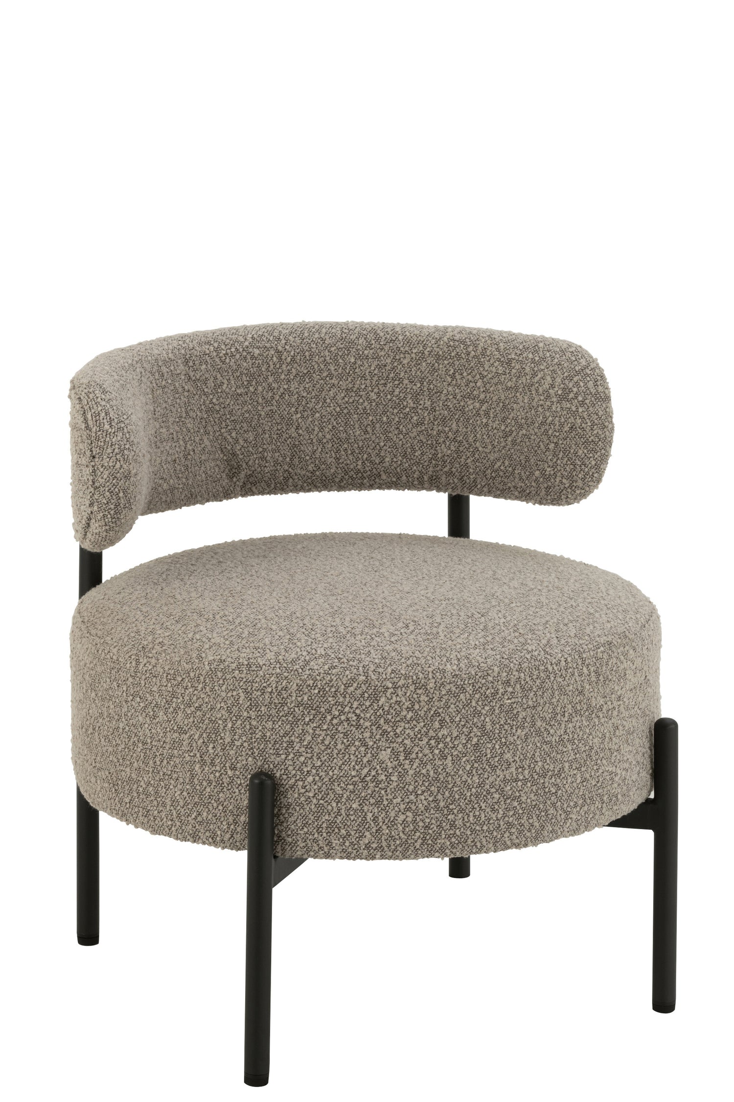 J-Line loungestoel Bouclé - multiplex|polyester - grijs|zwart