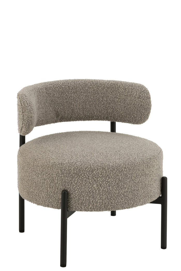 J-Line loungestoel Bouclé - multiplex|polyester - grijs|zwart