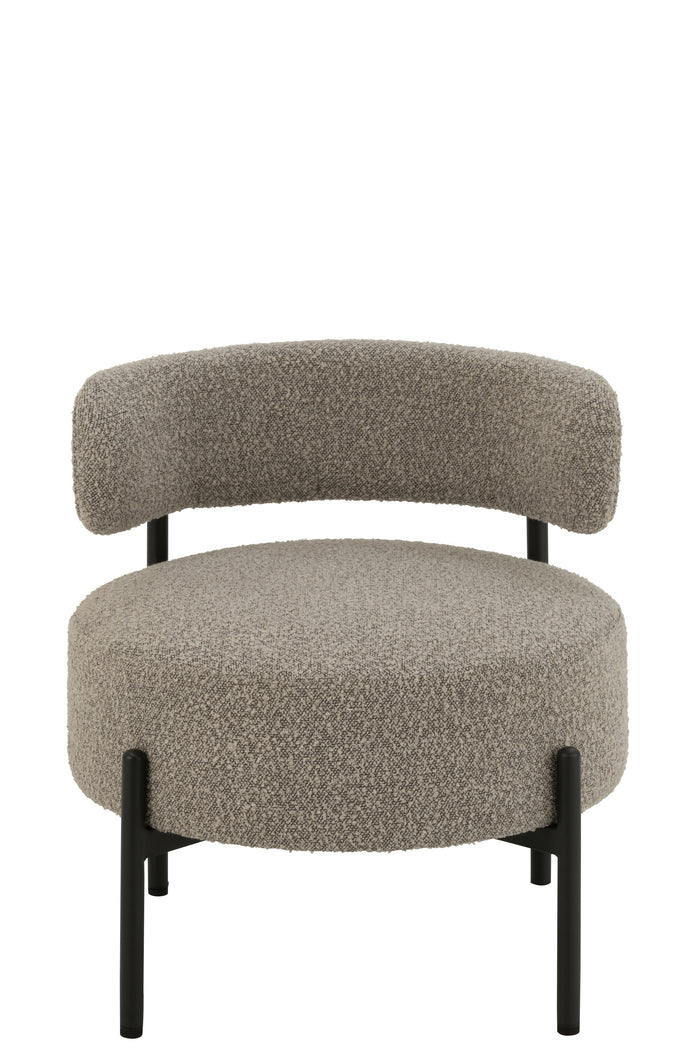 J-Line loungestoel Bouclé - multiplex|polyester - grijs|zwart