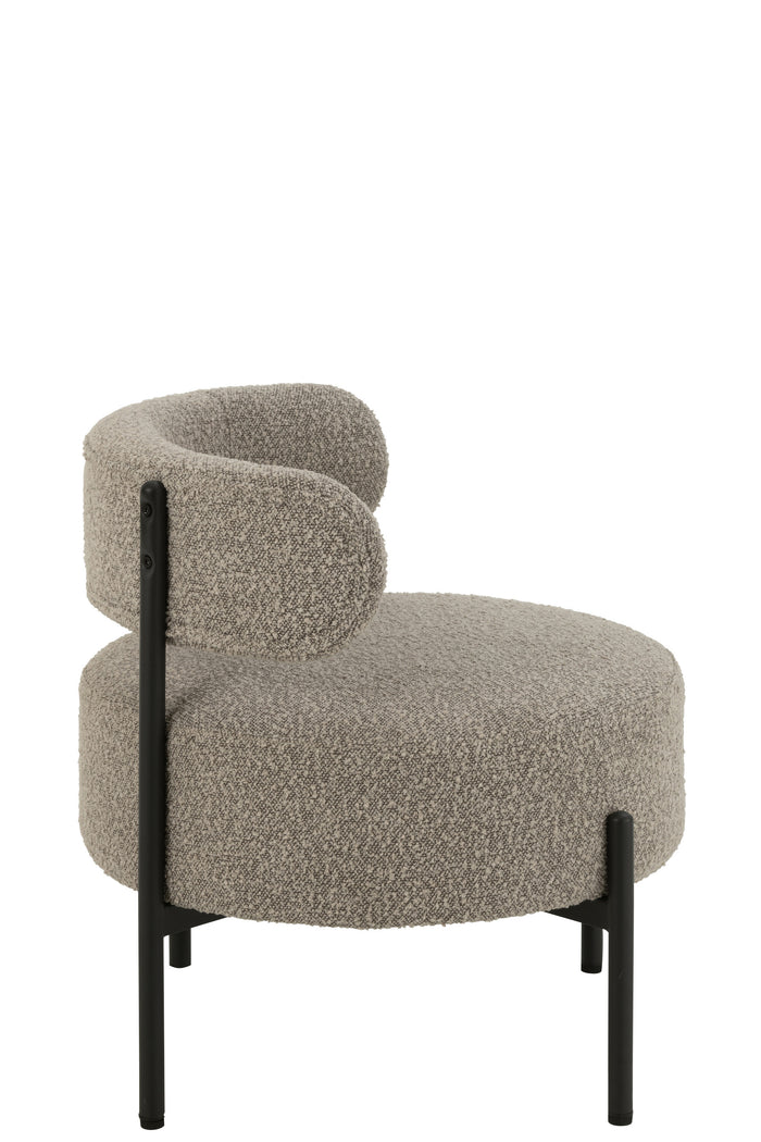 J-Line loungestoel Bouclé - multiplex|polyester - grijs|zwart