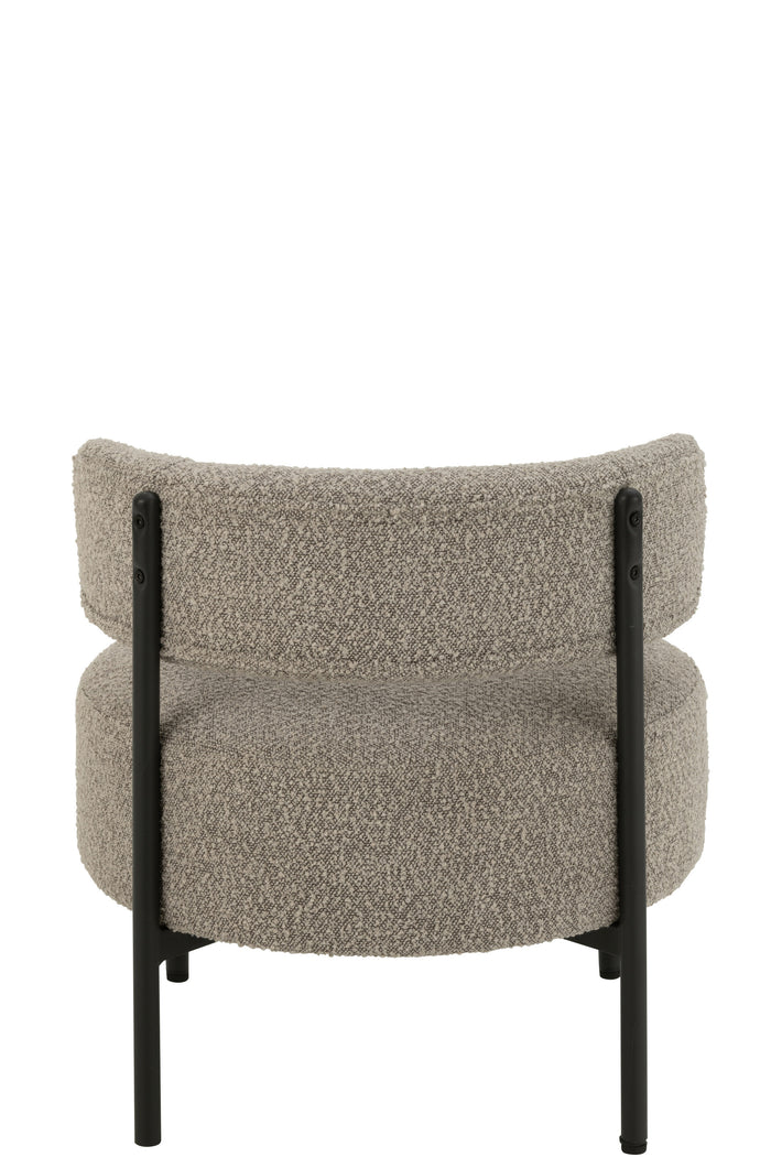 J-Line loungestoel Bouclé - multiplex|polyester - grijs|zwart