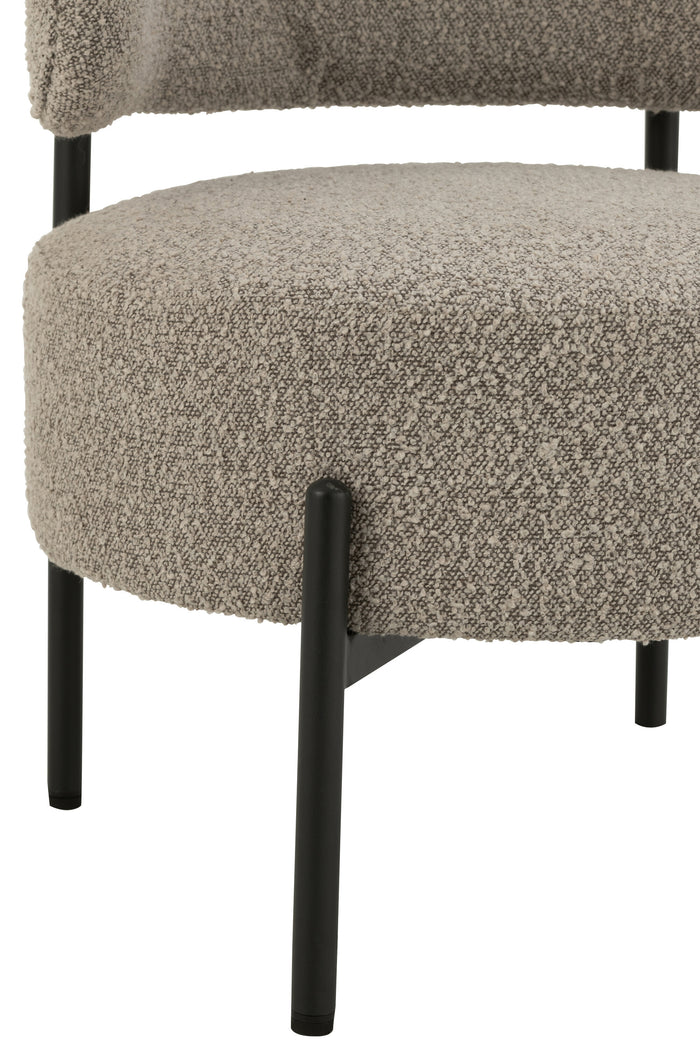 J-Line loungestoel Bouclé - multiplex|polyester - grijs|zwart