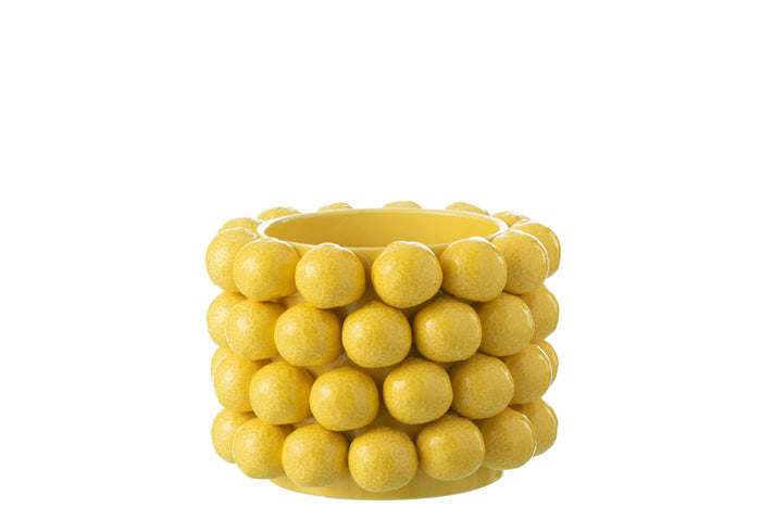 J-Line bloempot Citroenen- keramiek - geel - medium - Ø 25 c