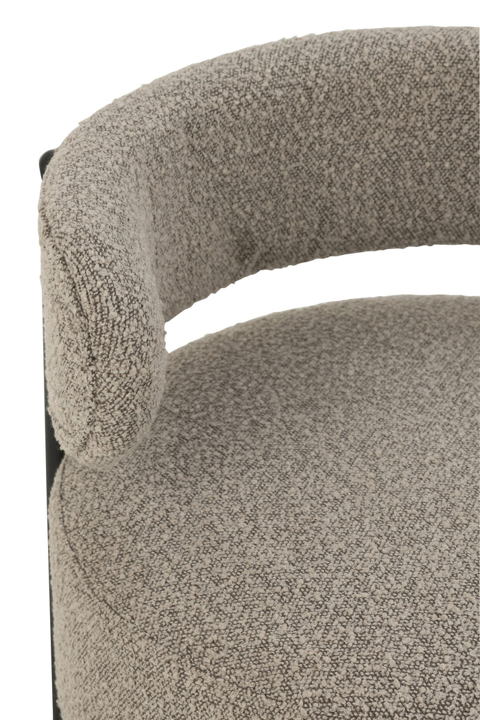 J-Line loungestoel Bouclé - multiplex|polyester - grijs|zwart