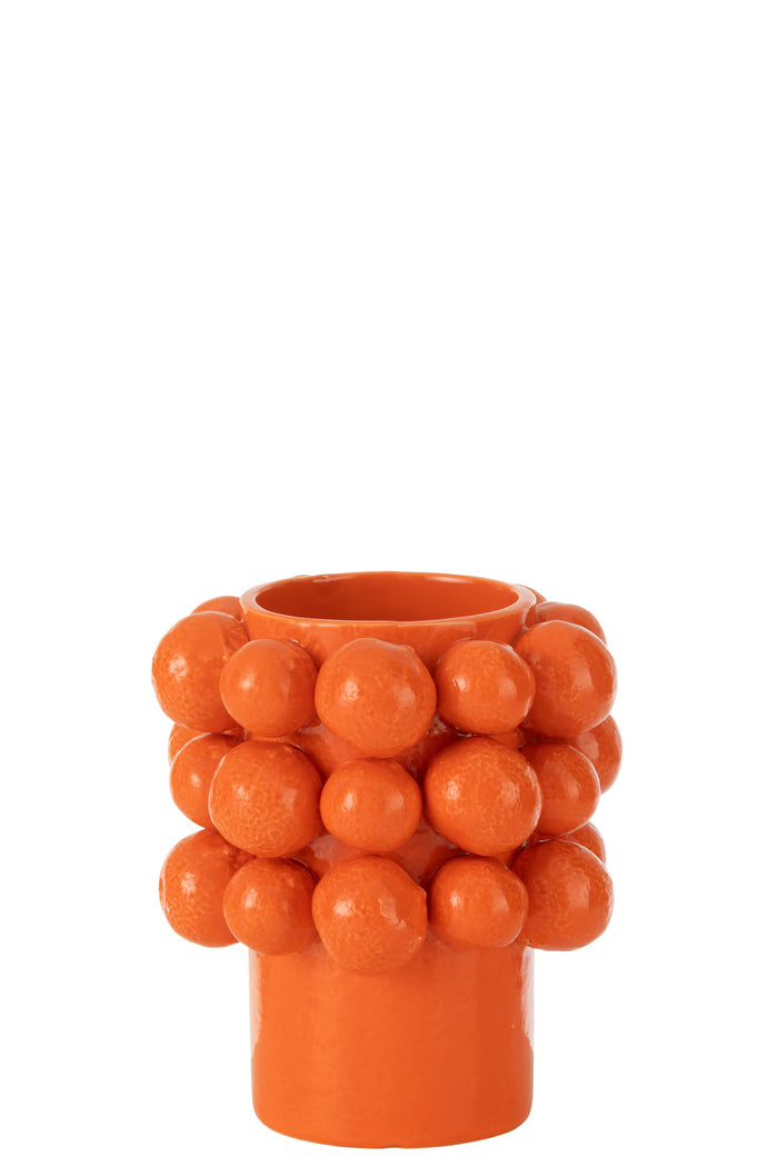 J-Line vaas Sinaasappels - keramiek - oranje - small  - 18 cm hoog