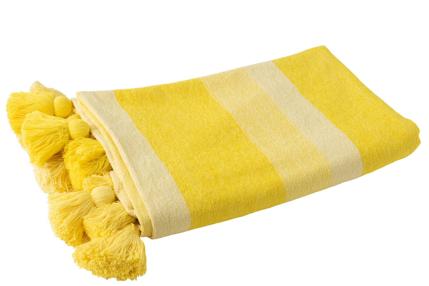 J-Line plaid Strepen + Kwastjes - katoen - geel