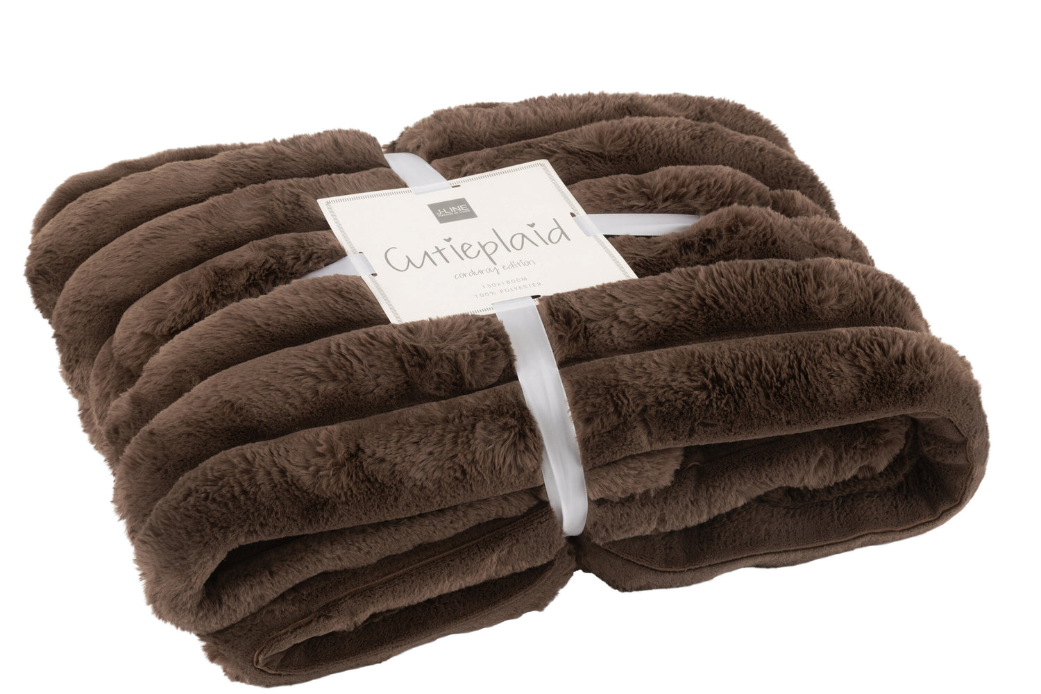 J-Line plaid Large Corduroy - polyester - chocolade - 180 x 130 cm