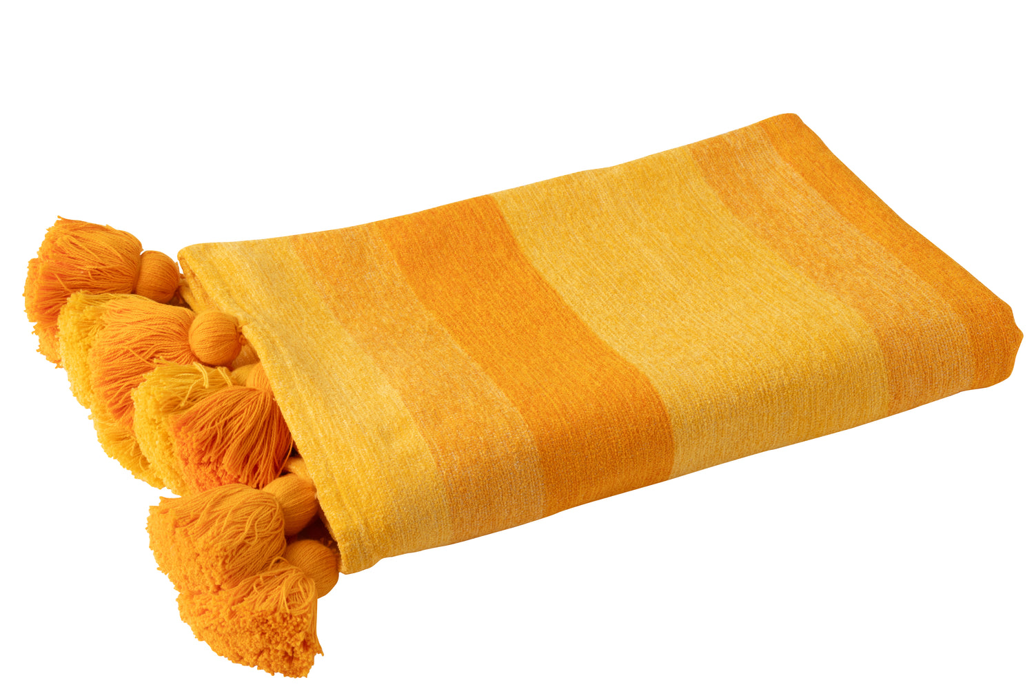 J-Line plaid Strepen + Kwastjes - katoen - oranje