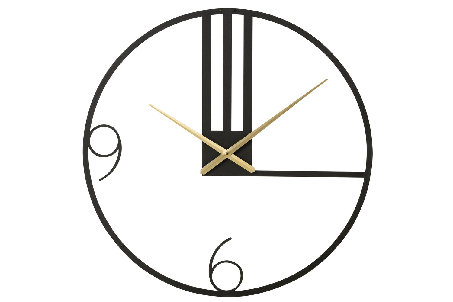 J-Line klok Lijnen - metaal - zwart - large - Ø 69 cm