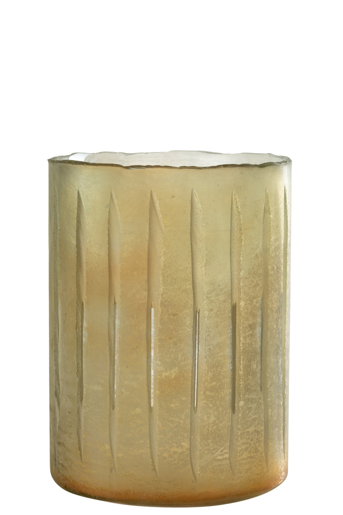 J-Line windlicht Strepen - glas - geel - large