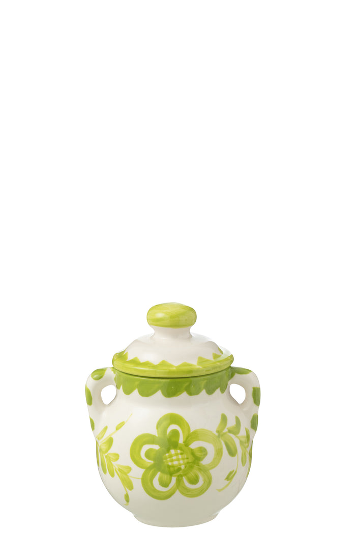 J-Line voorraadpot Granada - keramiek - wit|groen