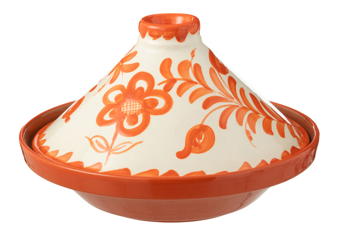 J-Line tajine Granada - keramiek - wit|oranje