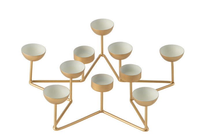 J-Line theelichthouder Ster - metaal- wit|goud