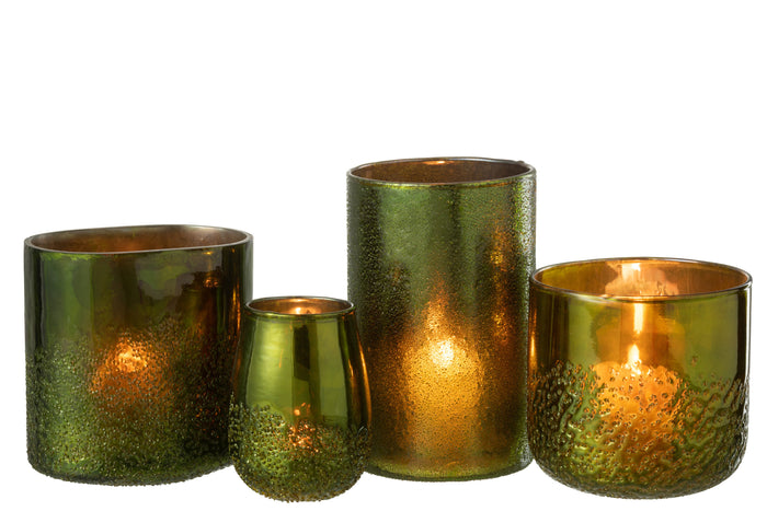J-Line windlicht Spiegel - glas - groen - extra large