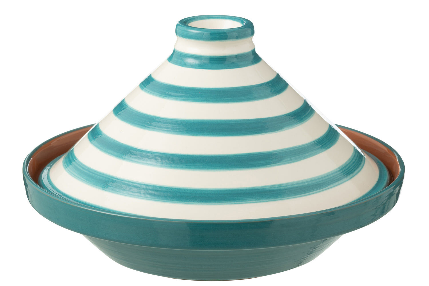 J-Line tajine Granada Stripes - keramiek - wit|aqua