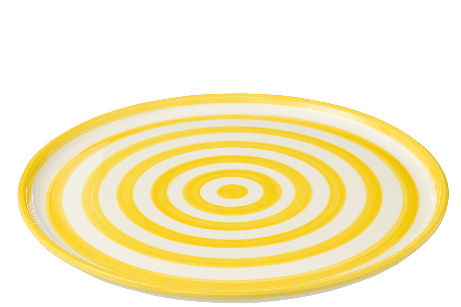 J-Line bord Granada Stripes - keramiek - wit|geel