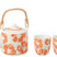 J-Line theepot Bloemen - keramiek - oranje - doos van 3 stuk