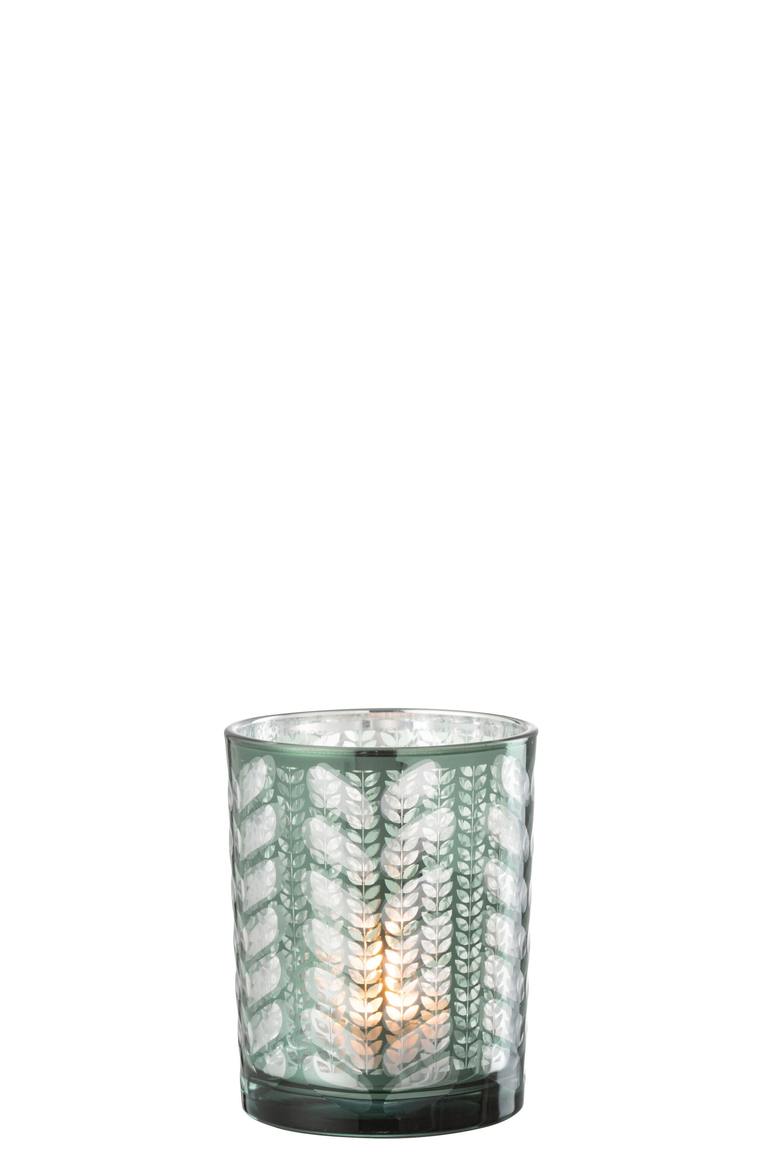 J-Line windlicht Visgraat - glas - groen|zilver - medium