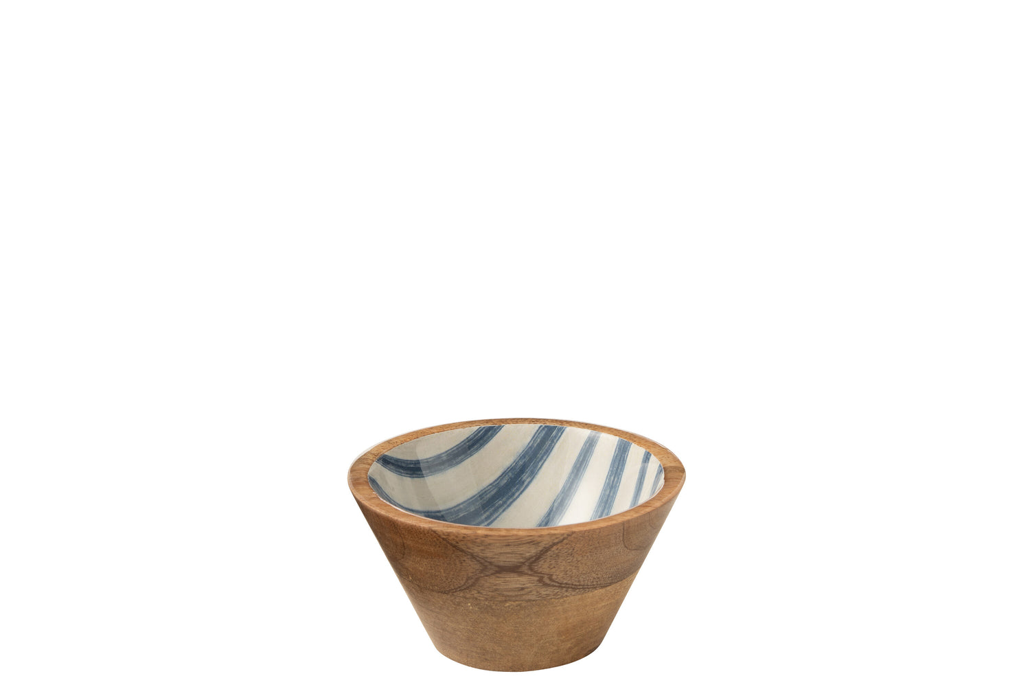 J-Line kom Strepen - hout - blauw|wit - small
