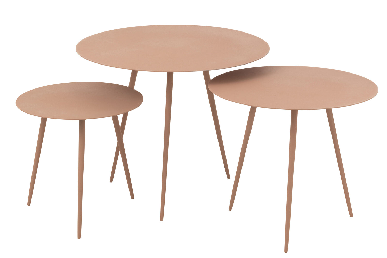 J-Line bijzettafel - ijzer - oud roze - set van 3