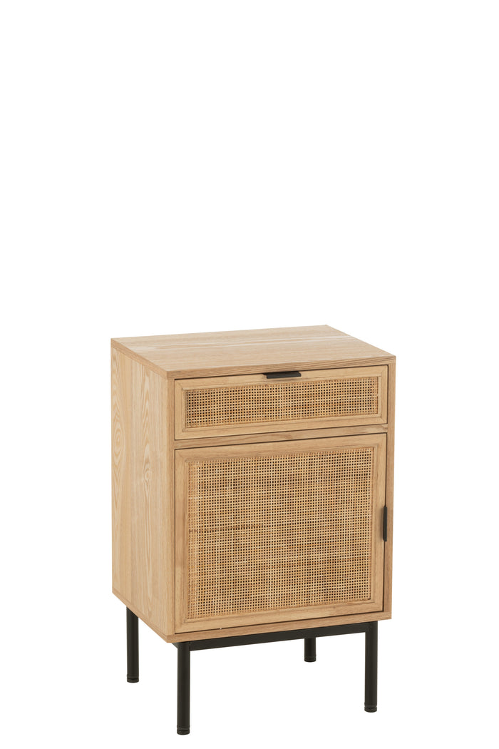 J-Line nachtkast Vierkant - hout|metaal - naturel|zwart