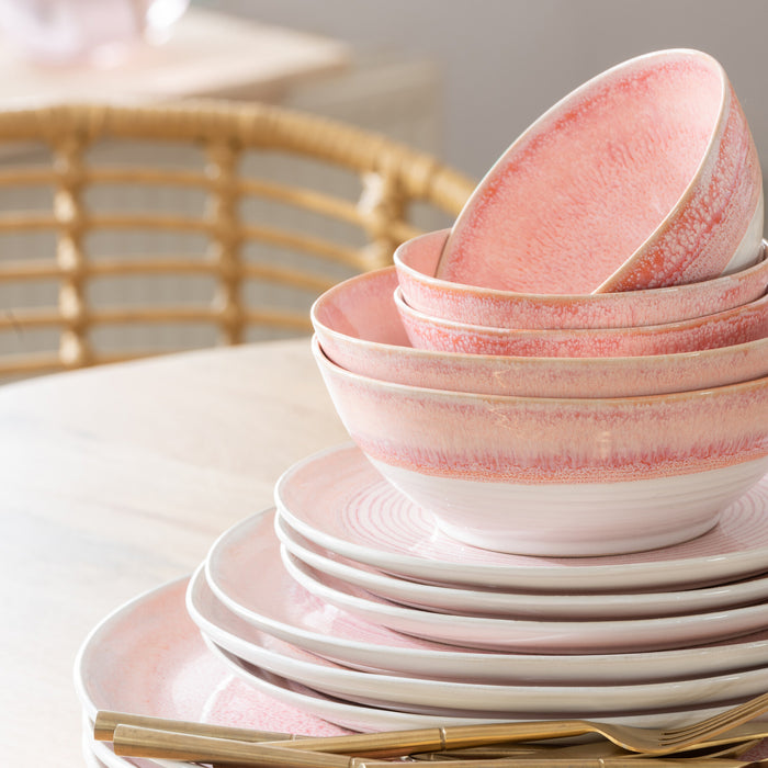 J-Line bord Lara - porselein - zalm - large - 6 stuks