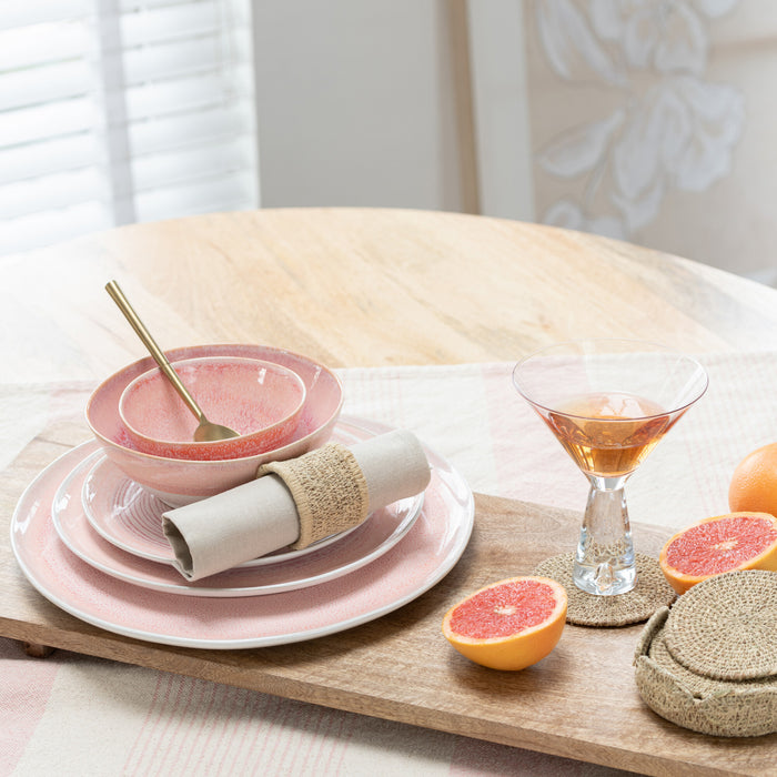 J-Line bord Lara - porselein - zalm - large - 6 stuks