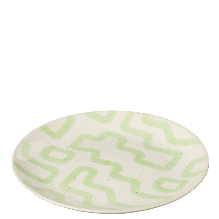 J-Line bord Pattern - porselein - groen - small - 4 stuks