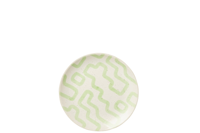 J-Line bord Pattern - porselein - groen - small - 4 stuks