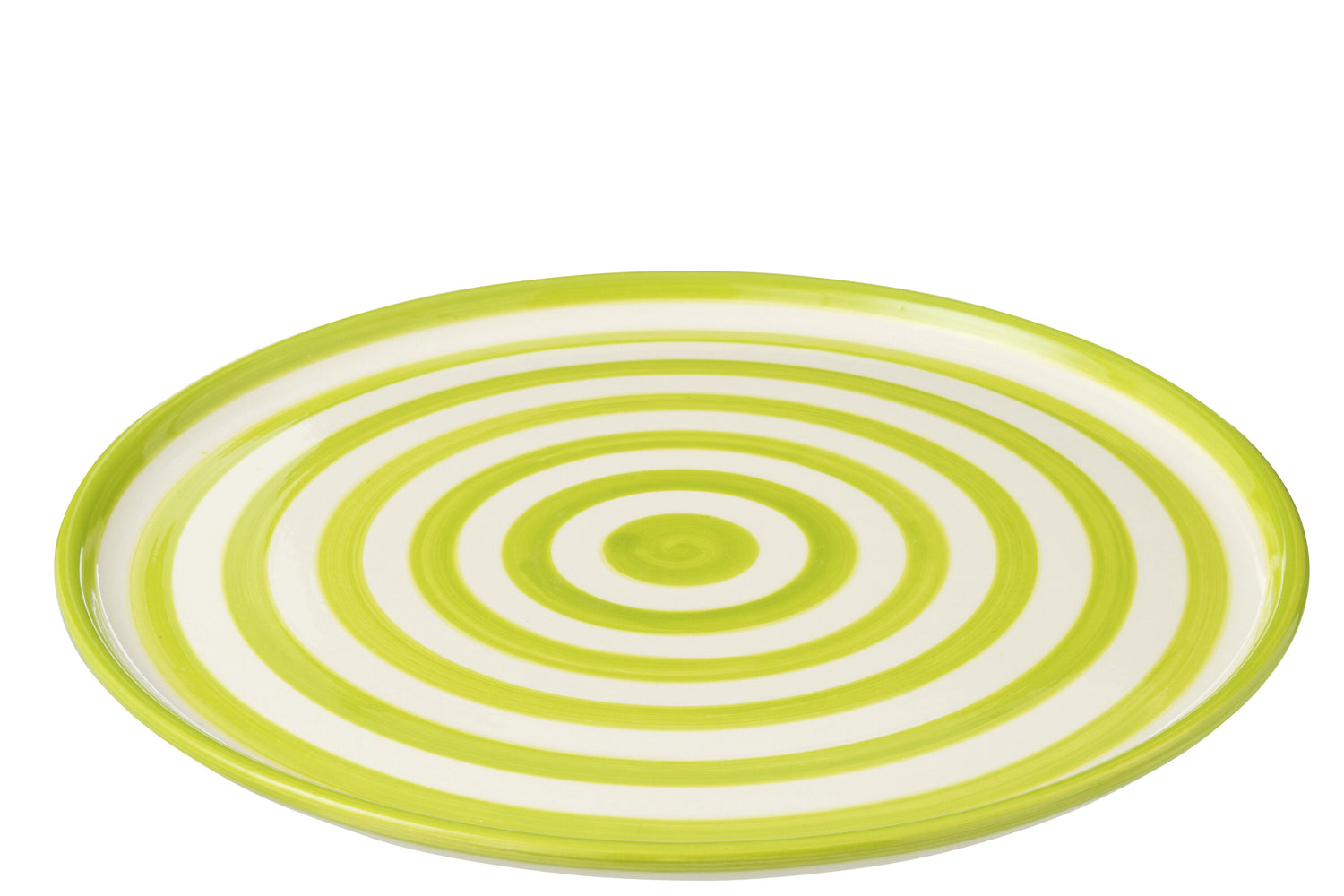 J-Line bord Granada Stripes - keramiek - wit|groen