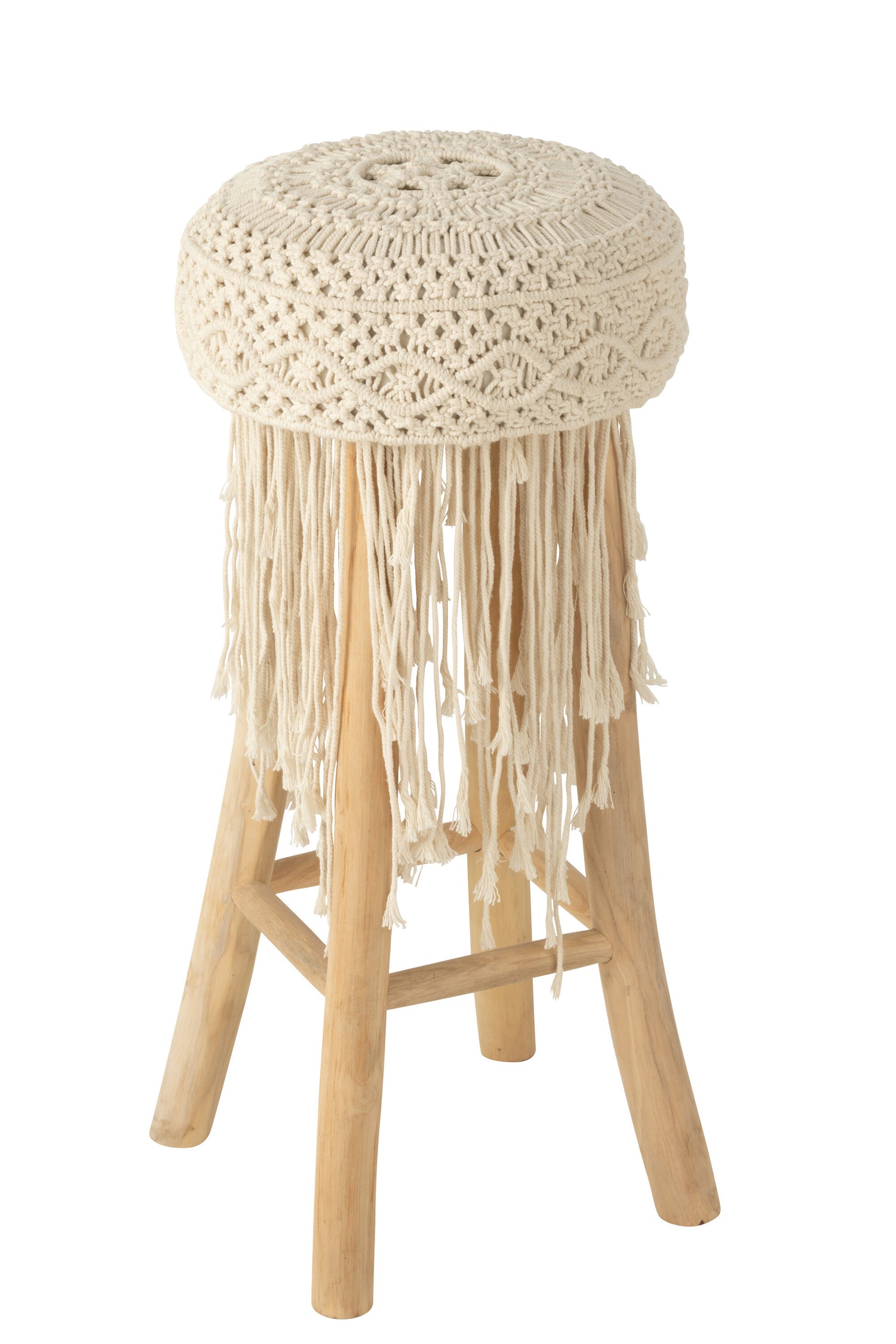 J-Line stoel Fringes Macrame - hout - wit