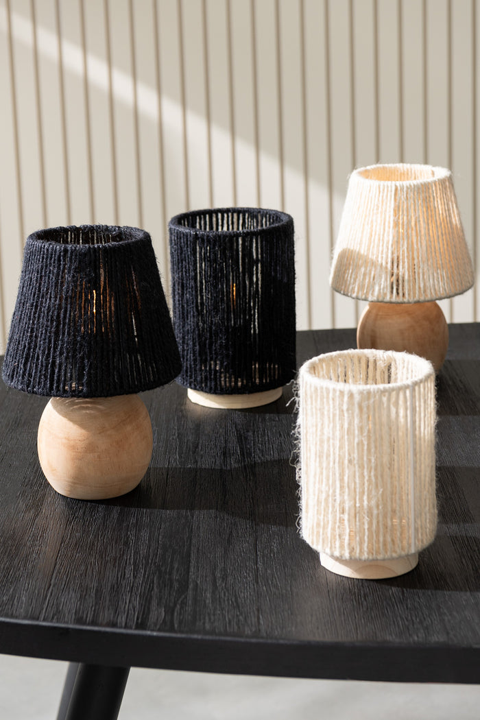 J-Line lamp Cilinder - metaal|katoen - zwart - small - LED l