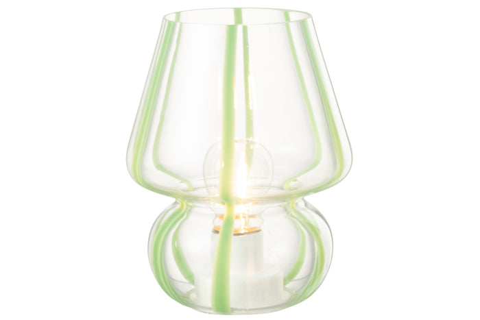 J-Line tafellamp Strepen - glas - transparant|groen - large