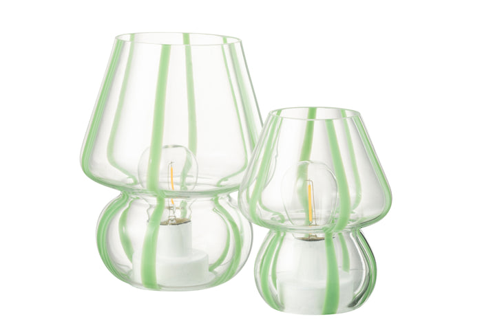 J-Line tafellamp Strepen - glas - transparant|groen - large