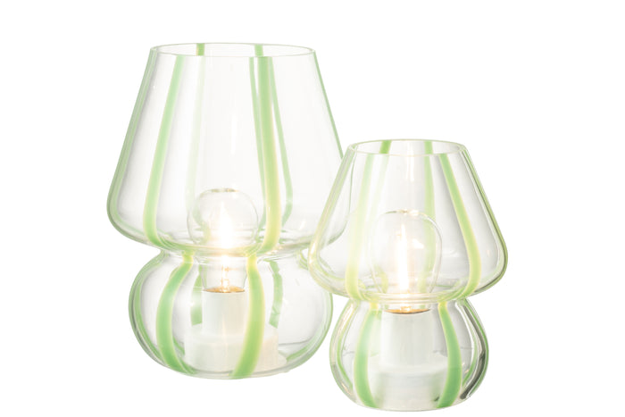 J-Line tafellamp Strepen - glas - transparant|groen - large