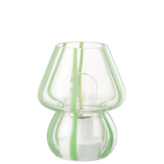 J-Line tafellamp Strepen - glas - transparant|groen - small