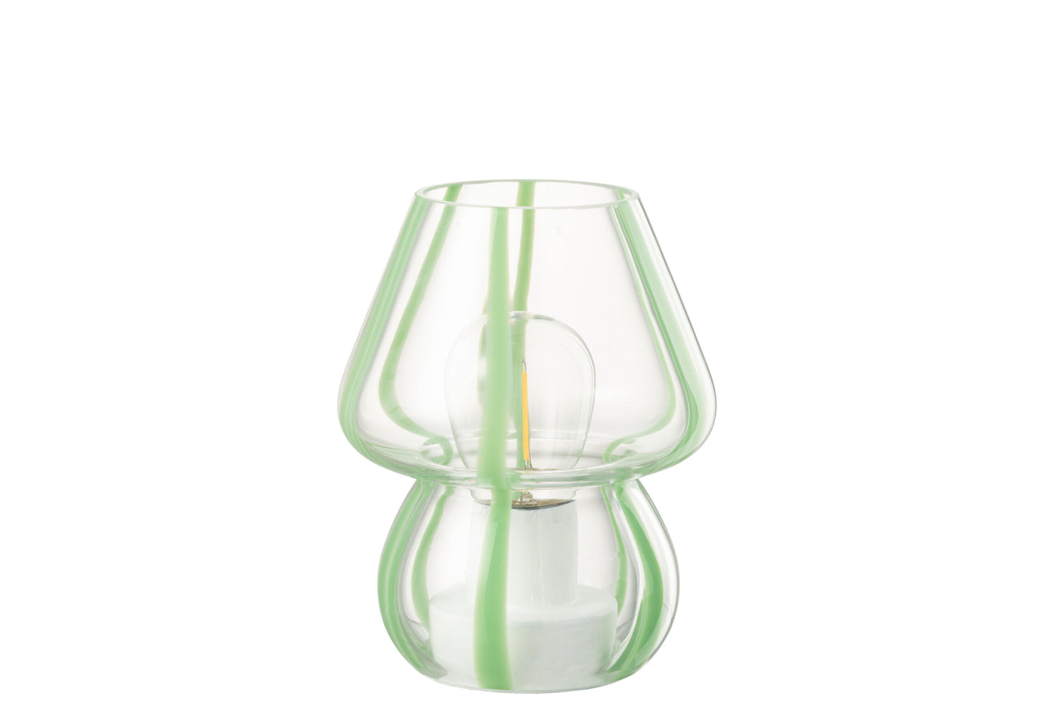 J-Line tafellamp Strepen - glas - transparant|groen - small