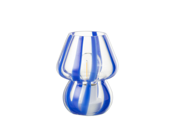 J-Line tafellamp Strepen - glas - transparant|blauw - small