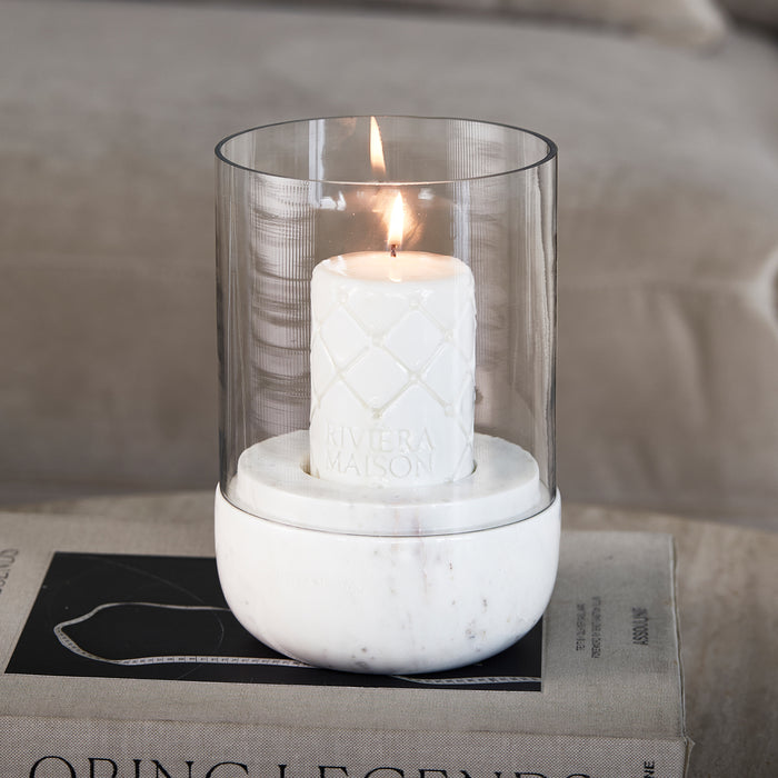 Riviera Maison Windlicht Wit - Céline Kaarsenhouder groot - Marmer