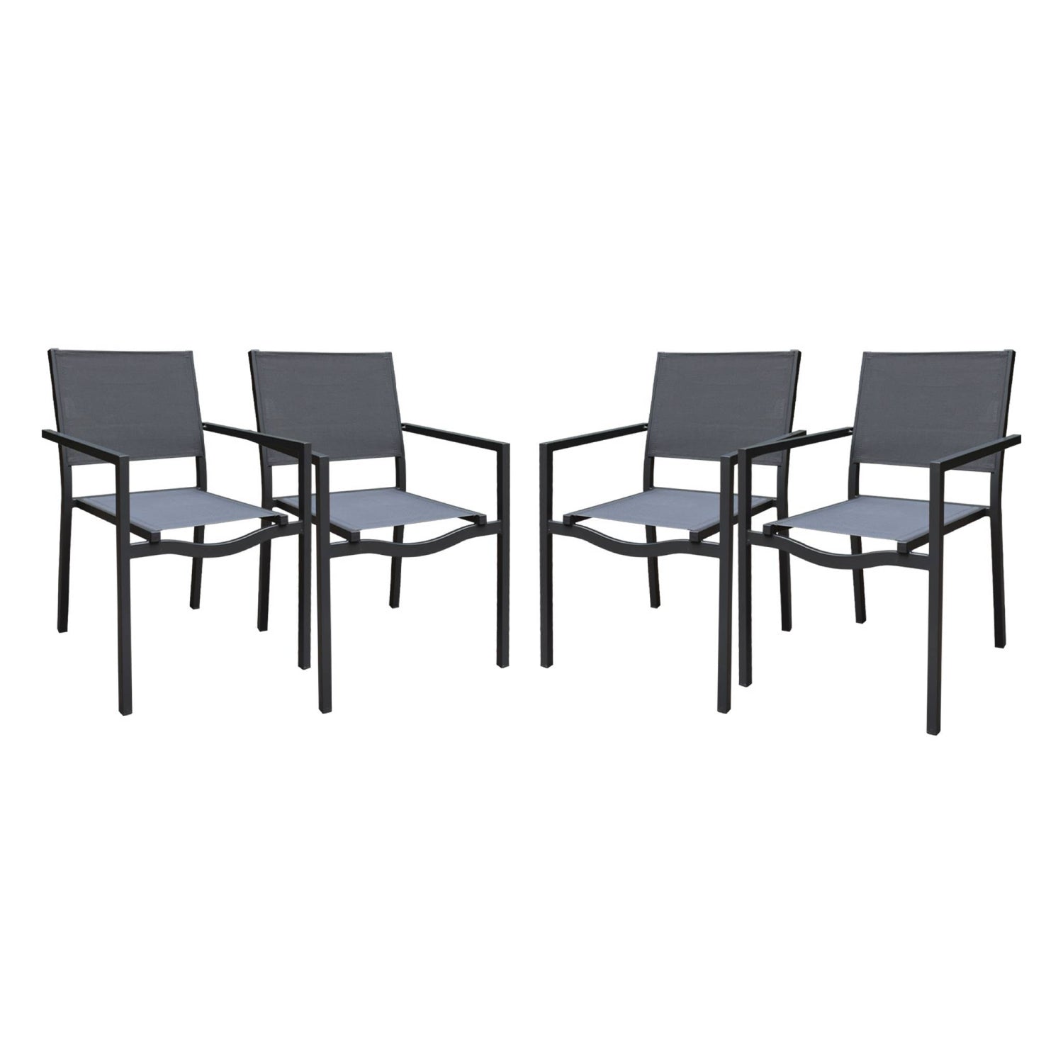 sweeek - Aluminium en textilene stapelbare tuinstoel (set van 4)