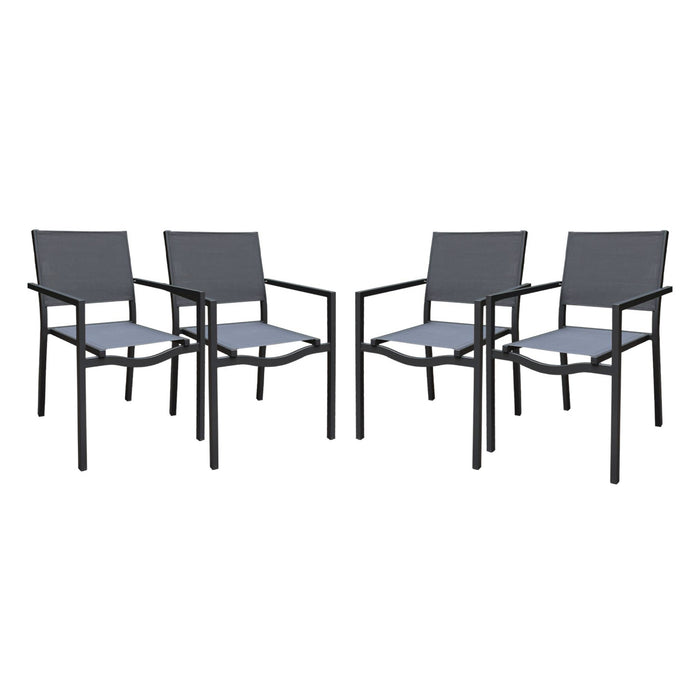 sweeek - Aluminium en textilene stapelbare tuinstoel (set van 4)