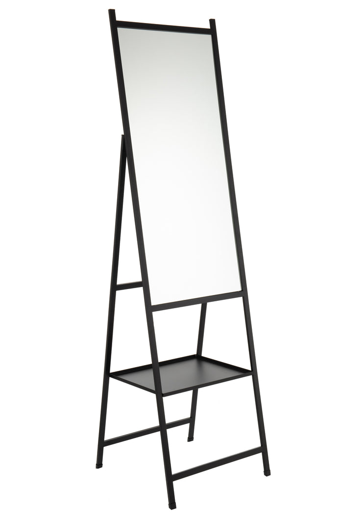 J-Line spiegel Staand Plateau - spiegel|metaal - zwart - 161 x 45 cm