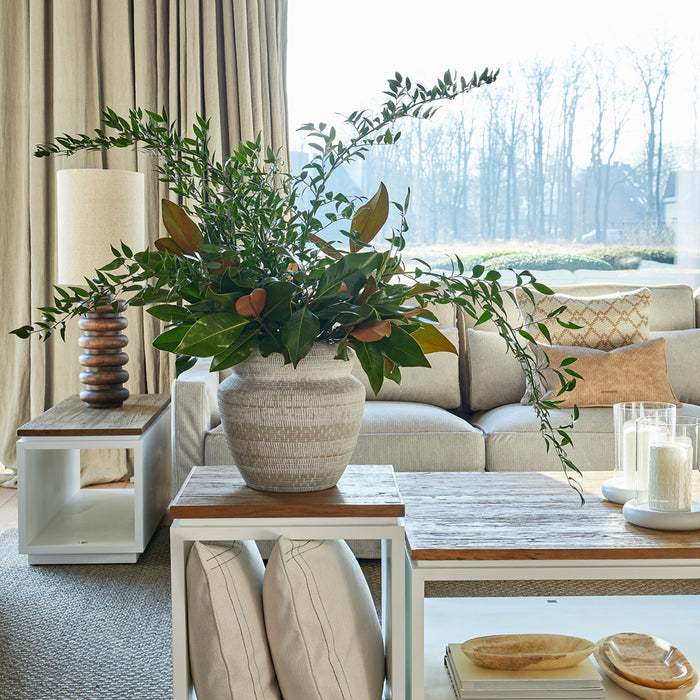 Riviera Maison Vaas Wit - Porlezza Bloemenvaas   - Keramiek, Steengoed