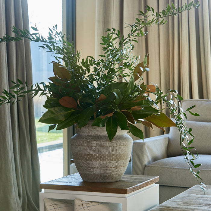 Riviera Maison Vaas Wit - Porlezza Bloemenvaas   - Keramiek, Steengoed