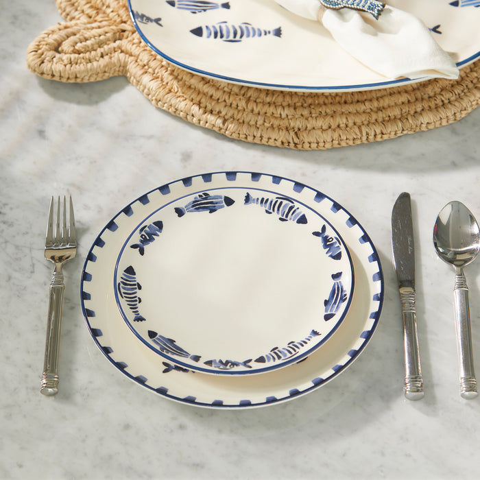 Riviera Maison Ontbijtbord Blauw, Wit - Como Catch Bord - Aardewerk