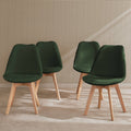 sweeek - Scandinavische boucléstoel met houten poten (set van 4)